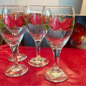 Hand painted Apple Franciscan Vintage wine glass Set of four
